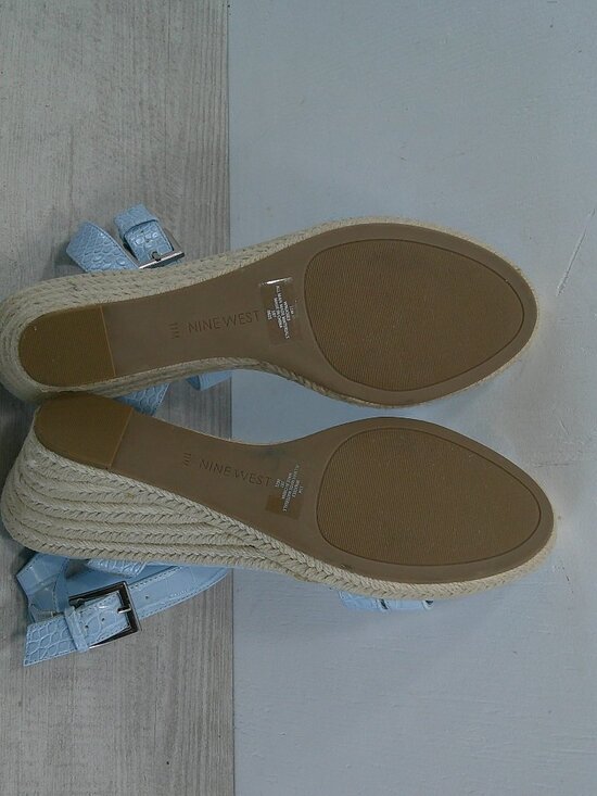 Nine West Baby Blue Croc Embossed Patent Joie Espadrille Wedge Heel Size 11 M - Picture 14 of 14